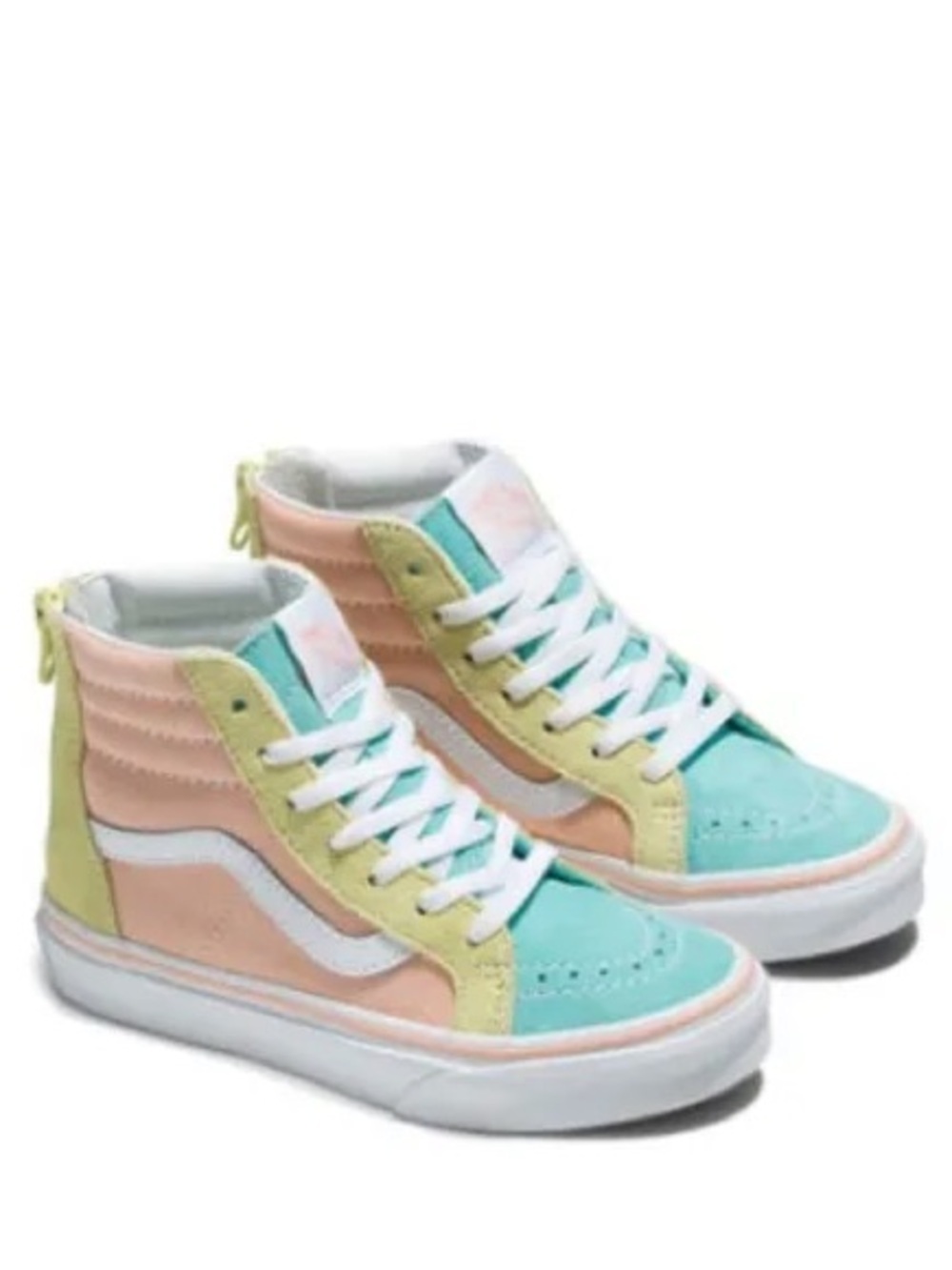 Vans Kids' Sk8-Hi Zip Sneaker in Pastel Block Multi/White 2.5